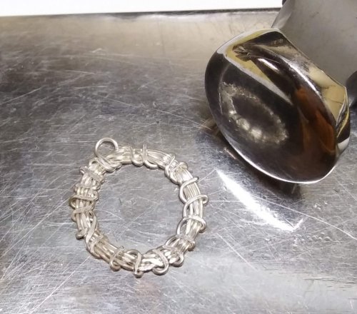 Judy Larson's Smashing Drop Earrings - , Contemporary Wire Jewelry, Oxidizing Wire, Oxidizing, Antiquing Wire, Antiquing, Just make sure that both rings are evenly flattened.